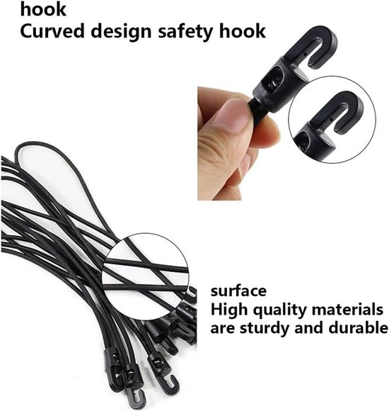 Elastische Tension Rubbers met Haken - 18 Stuks, Ideaal voor Kamperen, Outdoor Activiteiten en Organisatie van Bagage en Huishoudelijke Taken — afbeelding 4