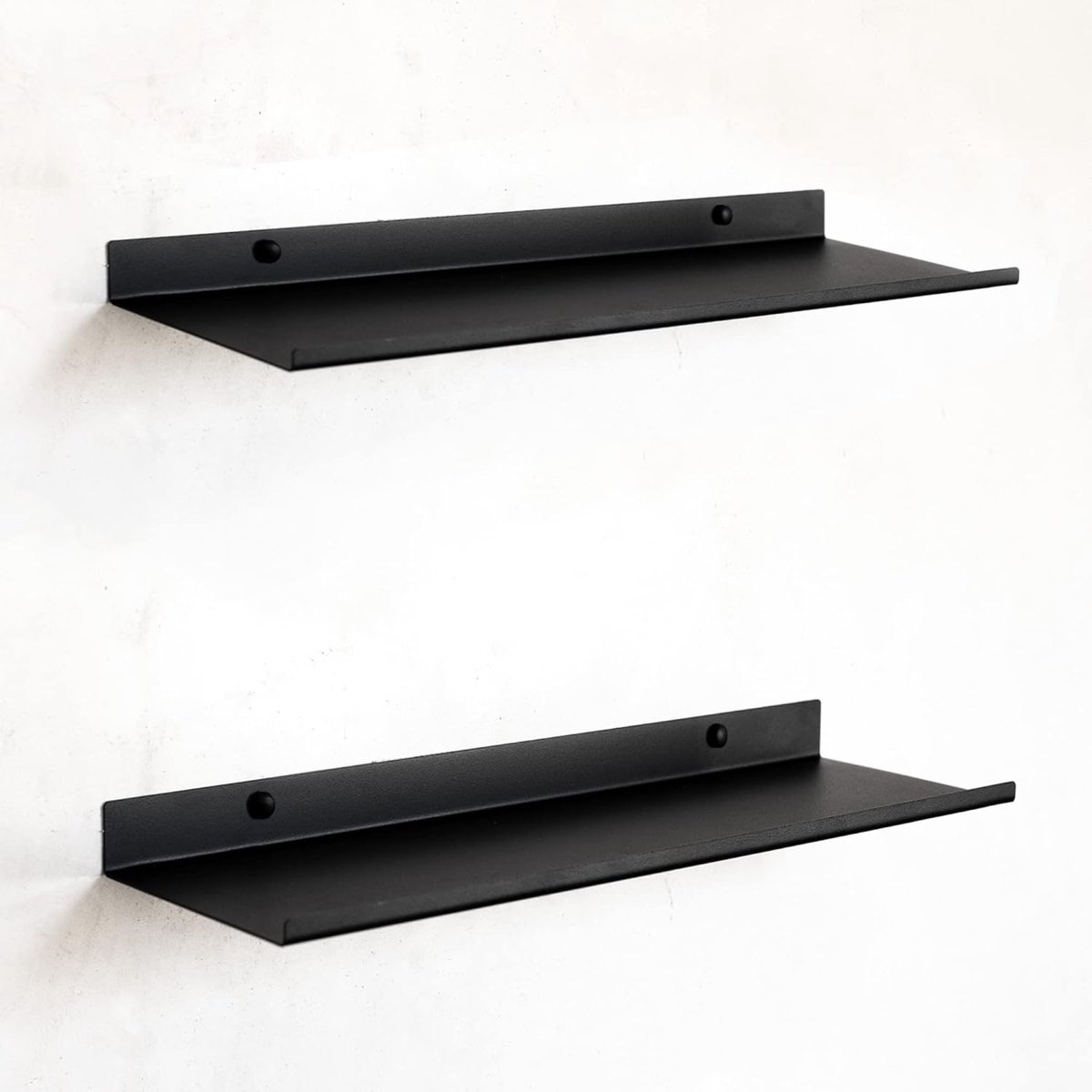 Set van 2 Wandplanken Zwart Metaal 50 cm | Zwevende Planken voor Decoraties | Badkamer Rek, Keuken organizer | Aesthetic Room Decor | Decoratie Woonkamer voor Preppy Stuff | (2. Zwart)