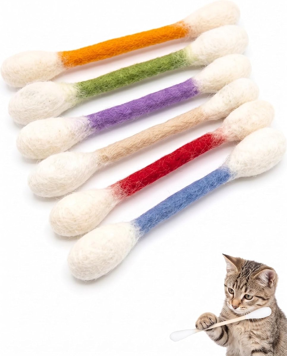 Kattenspeelgoed, 6 stuks, kleurrijk, verrijkt met zuivere kattenkruiden, van zacht katoen, ideaal voor tandverzorging, ruwe en stressvermindering