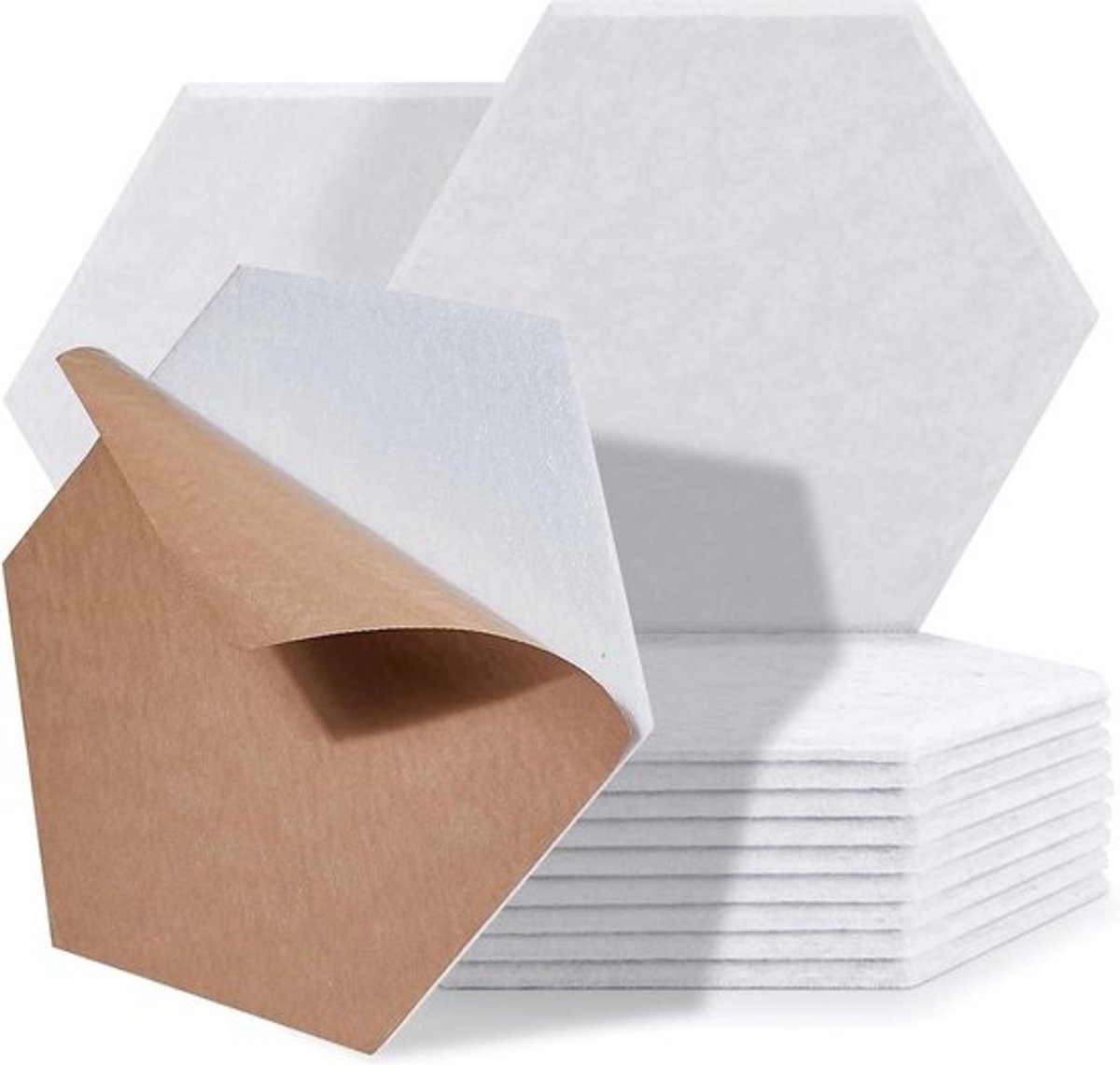 Zeshoekige akoestische schuimplaten - geluidsabsorberende panelen - 30 x 26 x 1 cm - ideaal voor plafonds en houten deuren - wit
