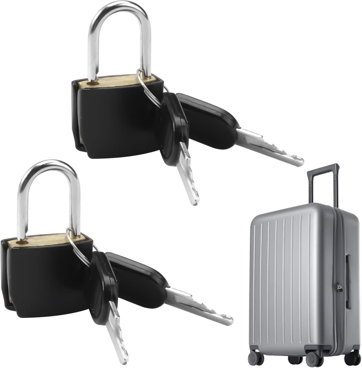 Set van 2 Kleine Koffersloten met Sleutels - Mini Hangsloten voor Bagage, Rugzak, Laptop en Sporttas