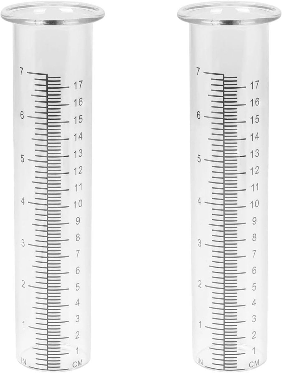 Set van 2 Vervangcilinders voor Regenpijp, Buiten Glazen Regenmeter, Decoratieve Neerslagmeter voor Tuin en Binnenplaats