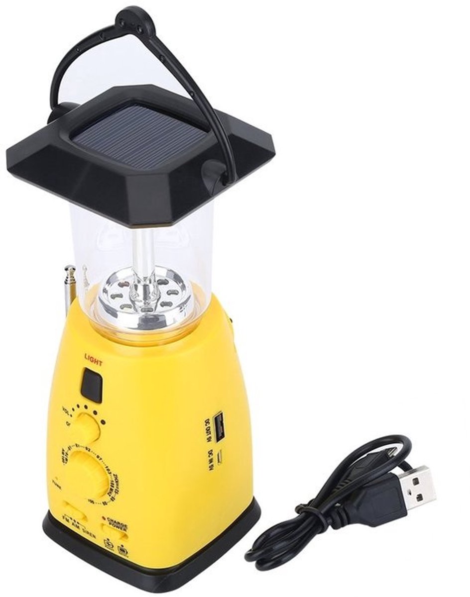 Allecto - Swivel Radio - Solar Emergency Radio - Waterdichte Radio met LED Zaklamp - Geel - Draagbare Radio met Telefoon Opladen - Ideaal voor Noo