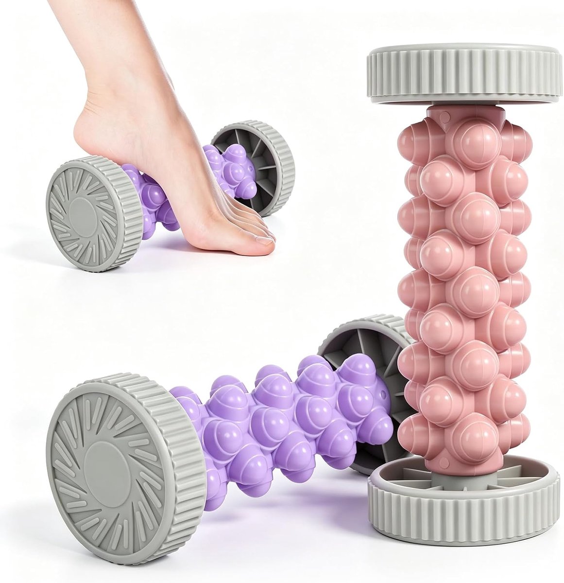 2 stuks voetmassageroller voor plantaire fasciitis, voetmassageroller met noppen, voetmassageroller hielpijn, ontspanning, stressvermindering (175 x 71,5 mm)