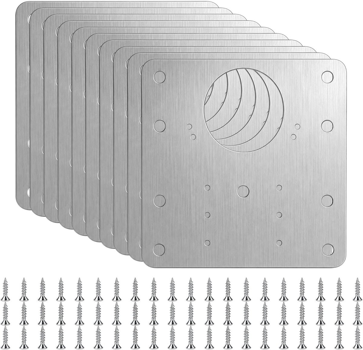 10 stuks scharnierreparatieplaat met 40 schroeven, roestvrij staal, voor scharnieren, platte lade, potscharnier, pianoband en algemene scharnieren, meubelreparatie