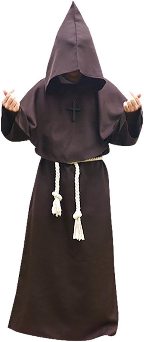 Mönk kostuum voor heren, monnikenkostuum, priester, gewaad kostuum met capuchon, middeleeuwse renaissance, capuchon, monnikskutte
