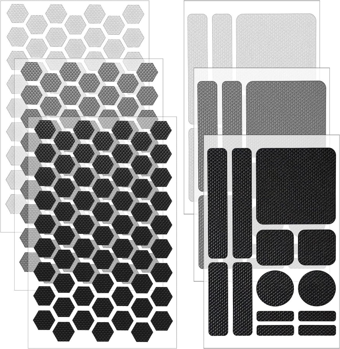 Hexagonale en Ronde Niet-Slip Grip Tape Stickers voor Telefoon, Laptop en Controller - Waterdichte Vooraf Geknipte Strips in Zwart en Grijs voor Optimale Grip en Bescherming