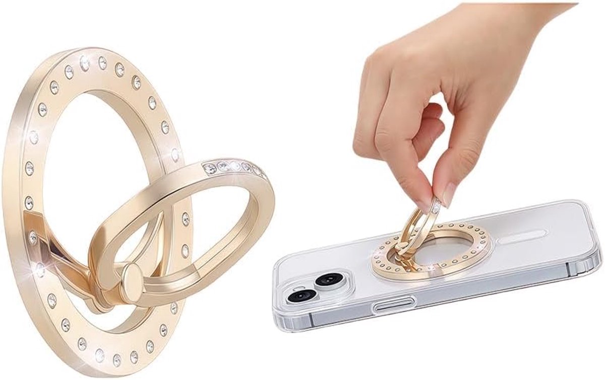 Magneetring voor mobiele telefoon, draaibare vingerring, ring, magnetisch, smartphonehouder voor mobiele telefoon, tafelstandaard