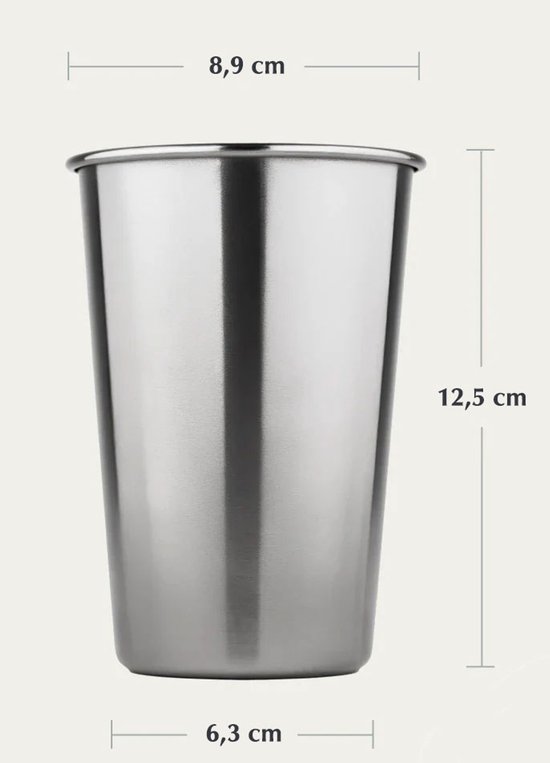 BOROUX RVS drinkbekers - set van 4 stuks - 470 ml per beker — afbeelding 5