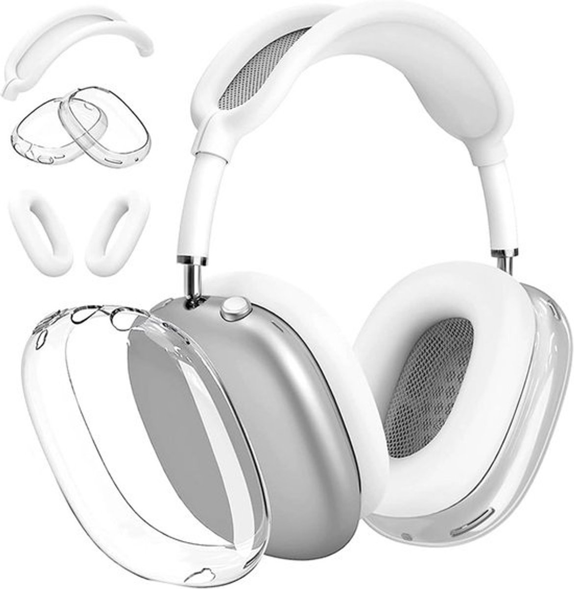 Allecto Plus - Zachte Hoes voor AirPods Max Hoofdtelefoon - Anti-Kras Oorkussentje - TPU Beschermende Oorschelpen - Anti-Stof Hoofdband Accessoires - Transparant - Comfortabel en Duurzaam