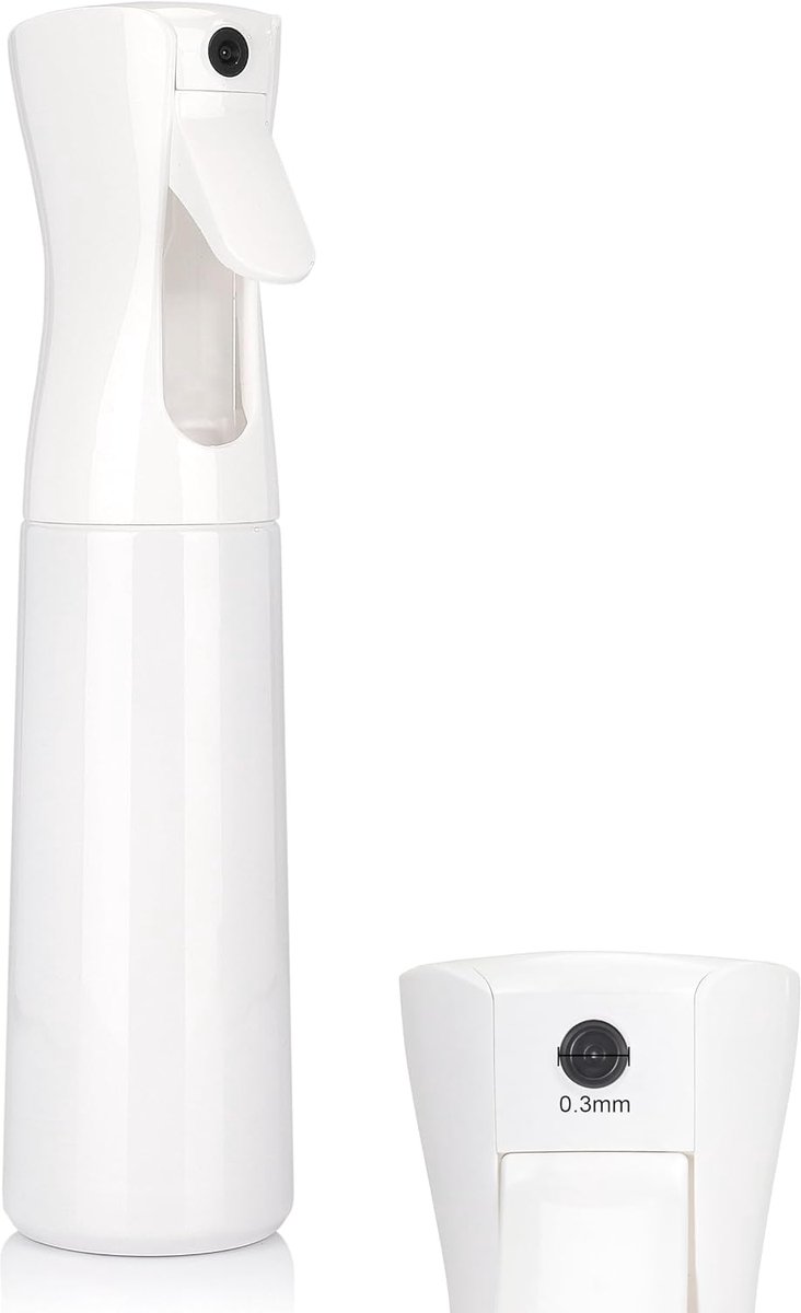 Haarverstuiver 300 ml, continu spraywatervernevelaar, lege sprayfles met ultrafijne nevel, waterverstuiver voor haar, kapsel, gezicht, planten en reiniging, wit
