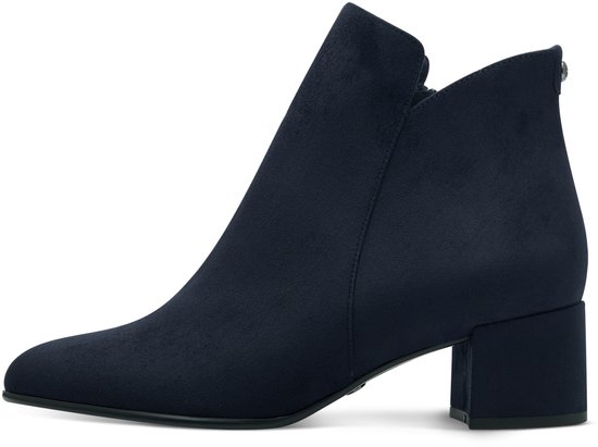 Bottine Tamaris bleu marine avec zip latéral et talon bloc.