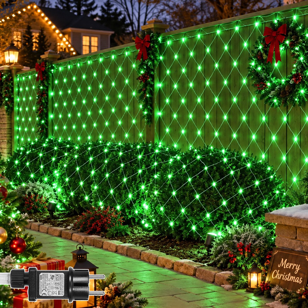 Lapamax LED Netverlichting - Kerstverlichting 3 x 2 m 200 LEDs Groen - Met Koppelstekker - 31 V Laagspanning met 8 Lichtstanden en Geheugenfunctie - Lichtnet voor Heg, Muur en Kerstdecoratie