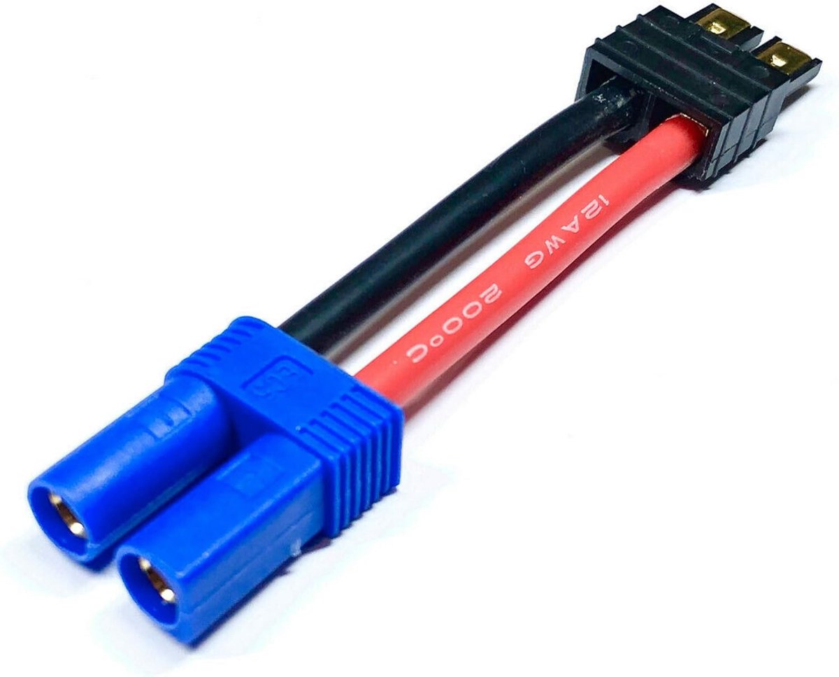 1x Adapterkabel Adapter EC5-aansluiting vrouwelijk naar Traxxas TRX-compatibele stekker mannelijke hoogstromen 12AWG-kabel voor Lipo-accu 10 cm RC-modelbouw