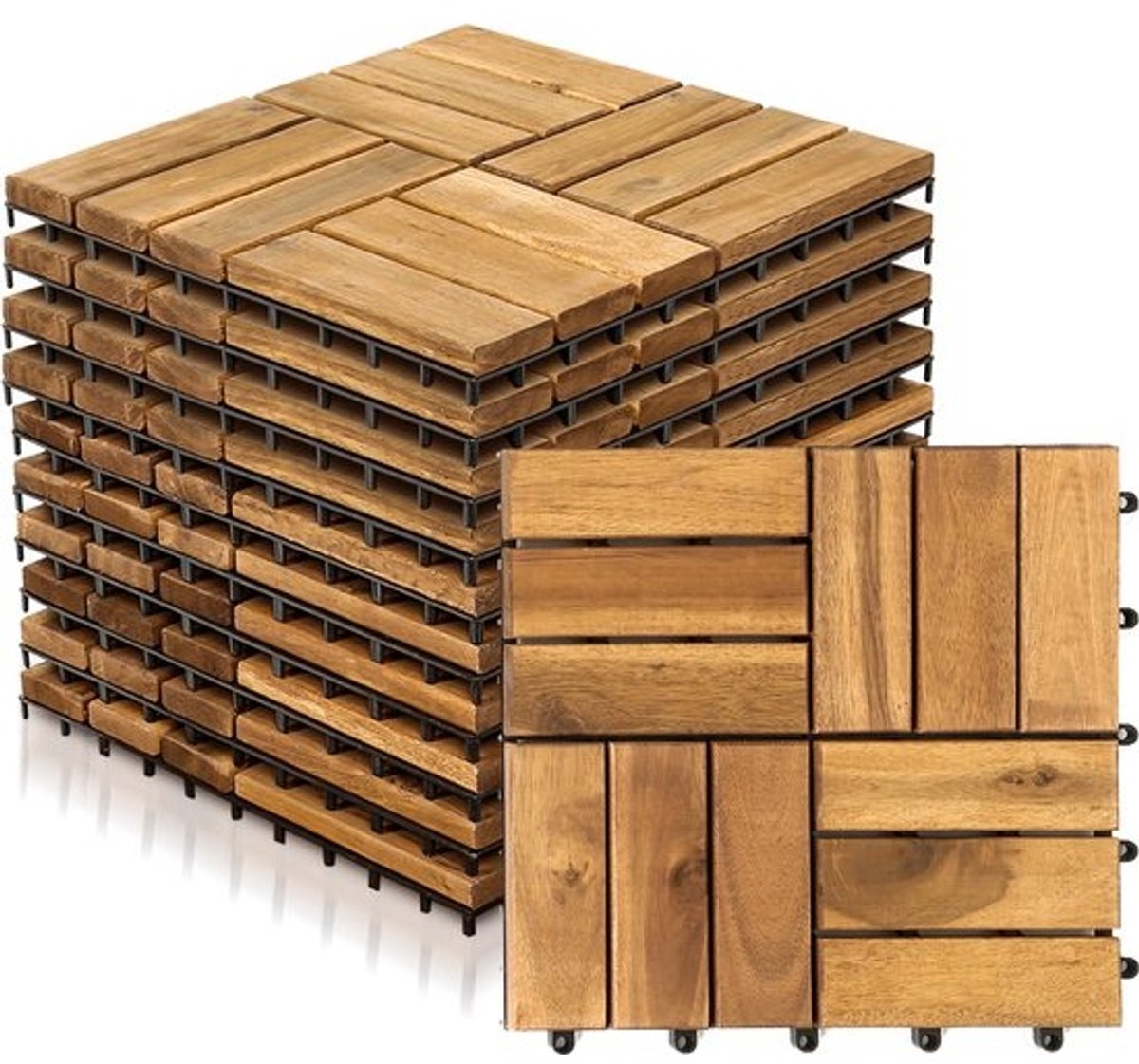 1m² Houten Terrastegels Balkontegels 30x30 cm (11 Stuks) - Weerbestendig Hout