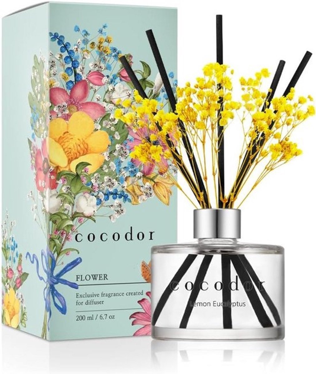 Geurstokjes Set 190 ml Citroen Eucalyptus - Geurverspreider met Rietstokjes voor Woonkamer en Badkamer