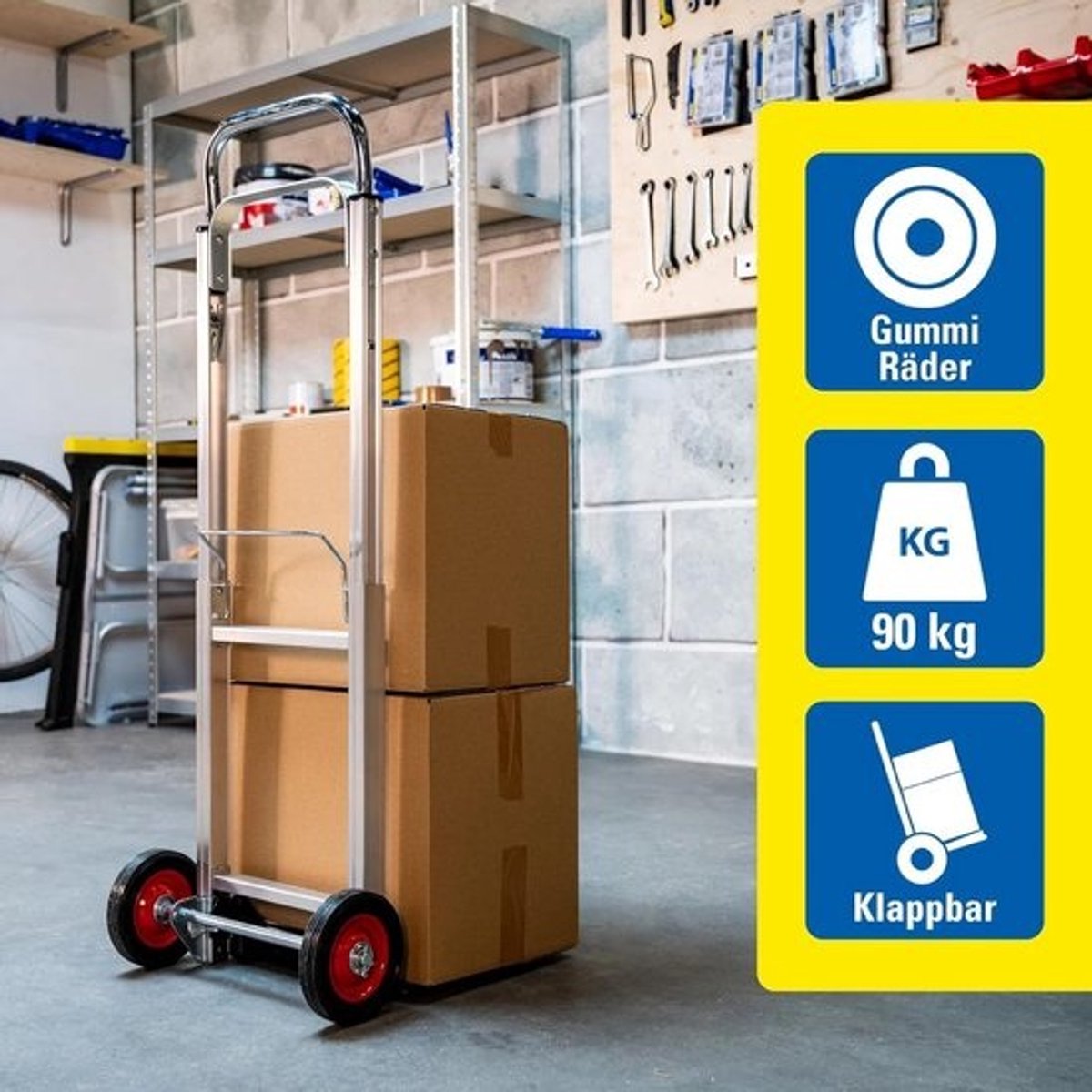 Inklapbare Steekwagen van Aluminium voor Zware Lasten tot 90 kg