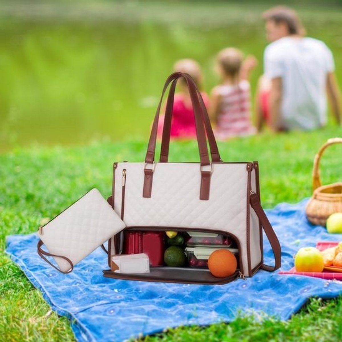 2-in-1 Laptoptas dames 15,6 inch met Geïsoleerde Lunchtas | Lekvrije Collegertas