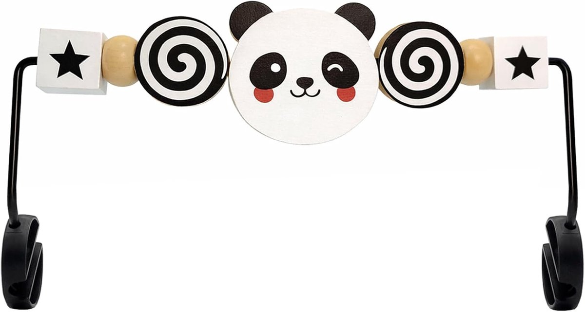 speelgoed voor babywipper, Compatibel met BabyBjorn wipstoel Balance Soft & Bliss, Draaibare houten speelboog voor baby's, Sensorisch ontwikkelingsspeelgoed (Zwart-witte panda)