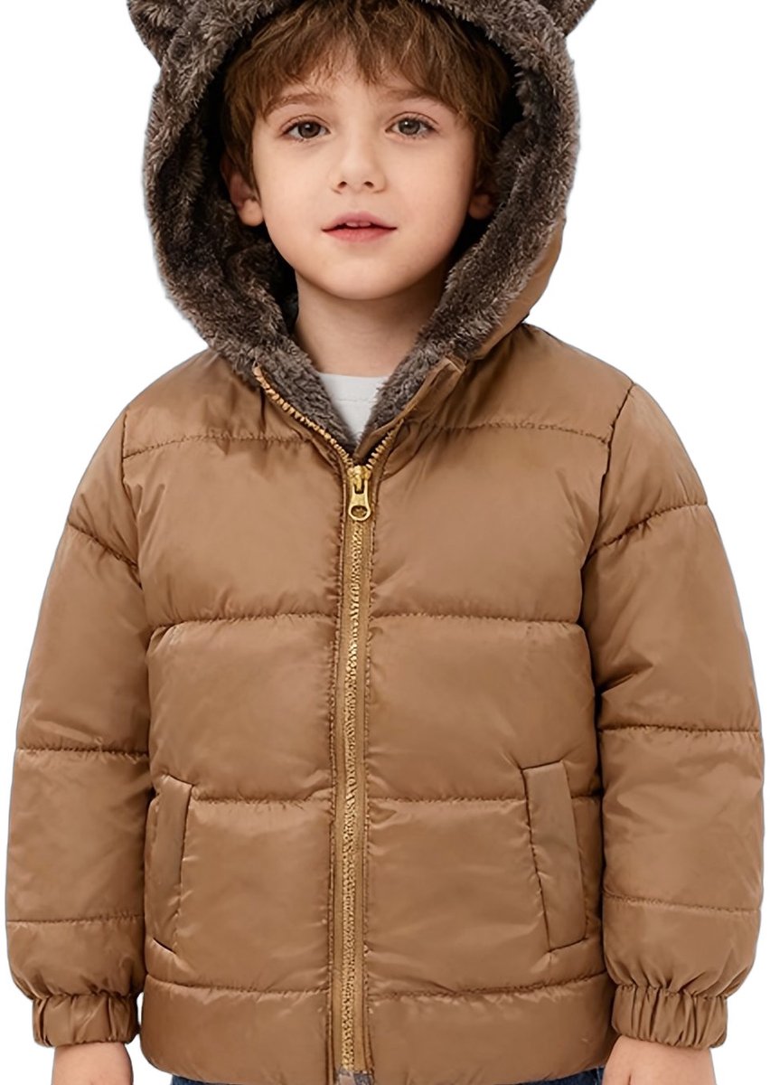 Currero Winterjas Parka Jongens Lange Jas Wintermantel Overjas Gewatteerd Waterdicht Winter Stijlvol Mantel Kinderen 5-6 Jaar Koffiekleur
