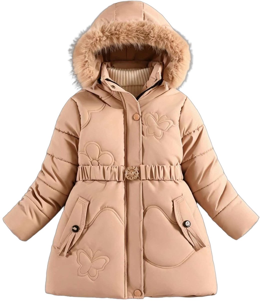 Currero Winterjas Parka Meisjes Lange Jas Meisje Wintermantel Overjas Gewatteerd Waterdicht Winter Stijlvol Mantel Kinderen 4-5 Jaar Creme