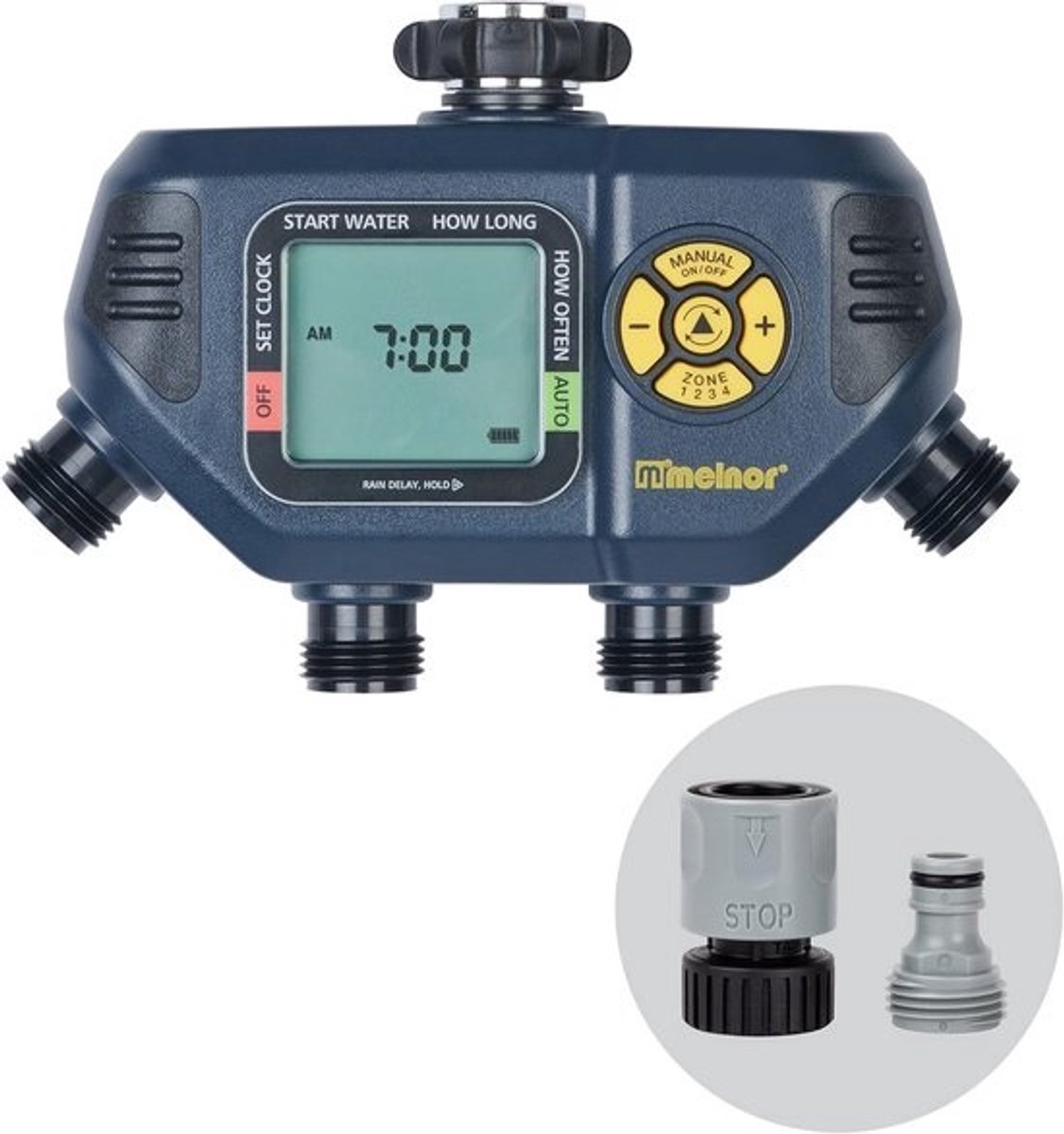 Digitale Timer - Water Timer - Gazon Besproeien - 4 Zones - 63 x 21 x 143 cm - Zwart Geel