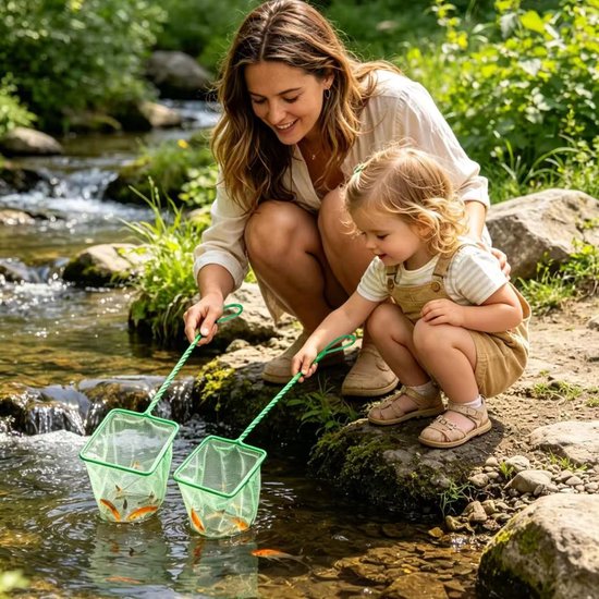 4 stuks schepnet voor aquarium, klein, schepnet voor kinderen, aquariumvisnet met gevlochten metalen handgreep, klein aquariumnet, visnet voor vijvers, het vangen van kleine vissen en voor het — afbeelding 5