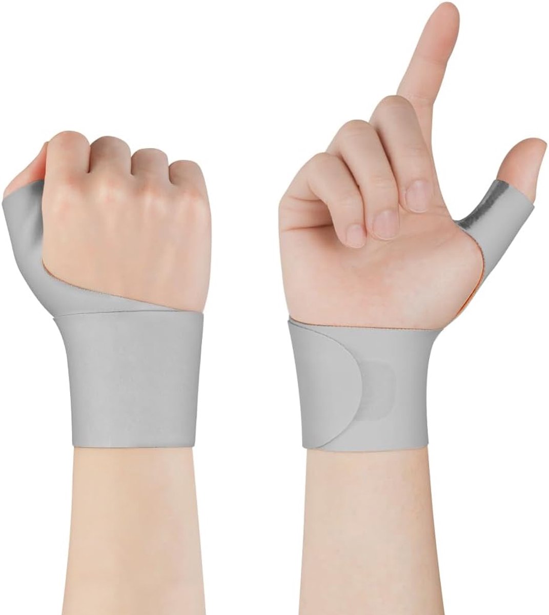 Pols- en duimsteun, 2 stuks duimsteun bracelaag, ademende en verstelbare duimcompressie mouwbeschermer voor sport, grijs oranje