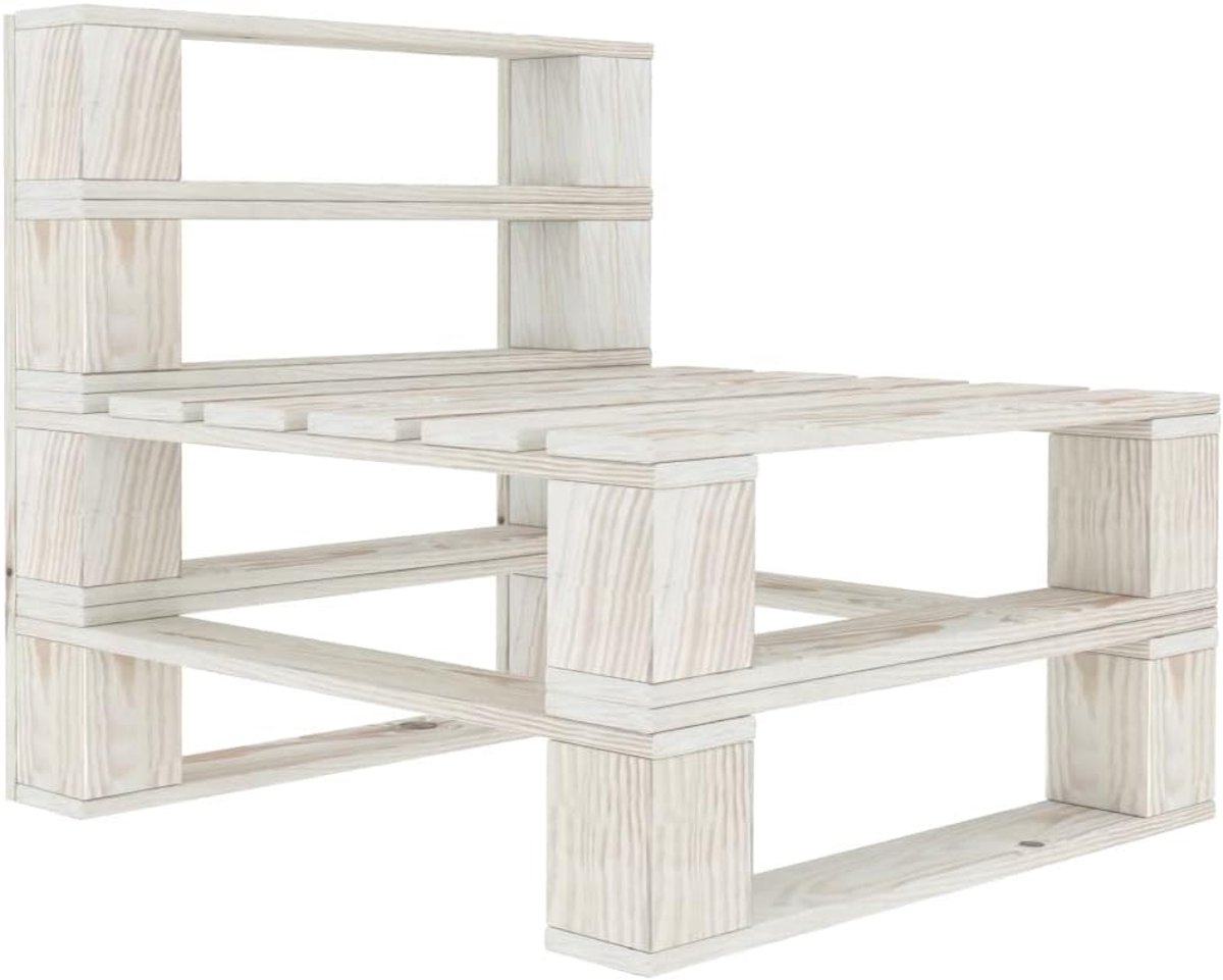 Pallet Hout Wit Duurzame Houten Bank voor Terras Tuin en Woonkamer Weerbestendig Eenvoudig te Monteren Rustieke Houtlook