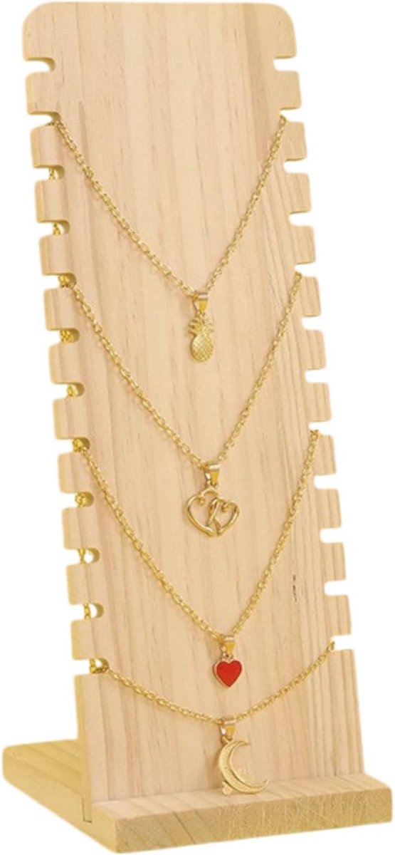 1 stuk hout met 12 vakken staande sieradenhalsketting, bureau-displayplaat, etalagerek, lange ketting transfer-organizer, leren halsketting hanger armband