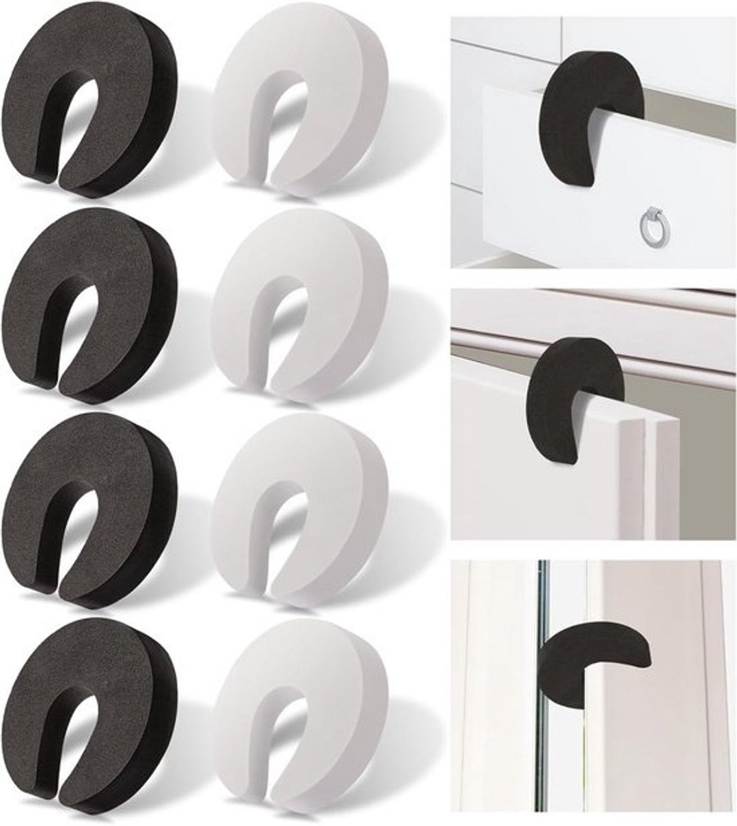 8x Multifunctionele Deurknijpbeschermers - Vingerbescherming & Deurstopper Schuim