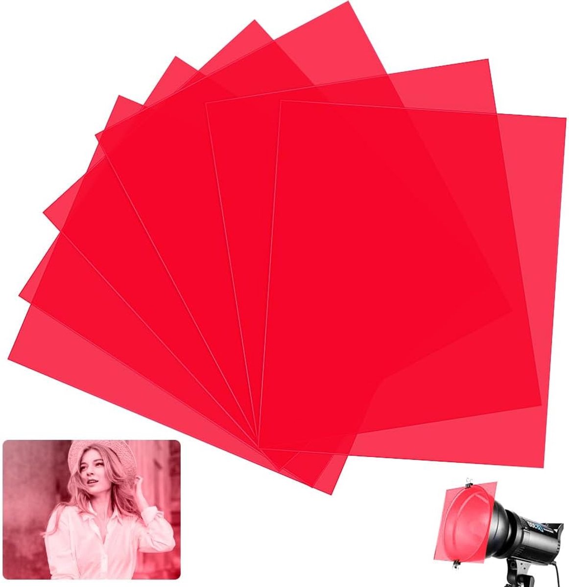lichtfilter, 6 stuks verlichtingsfilter gelvellen transparantie kleurfilm gel kleurfilter gekleurde overlays camerafilmvellen voor foto-videostudio DJ licht podiumverlichting