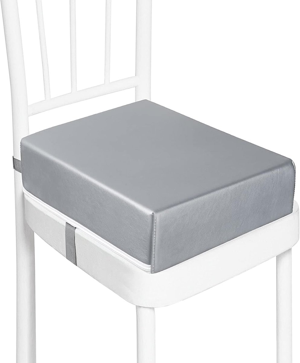 wasbaar, demonteerbaar, draagbare zitverhoging, voor kleine kinderen, eetkamerstoel, verhoging, pad, eetkamer, boosterstoelen met 2 veiligheidsgespen, kinderzitkussens (grijs-CS)