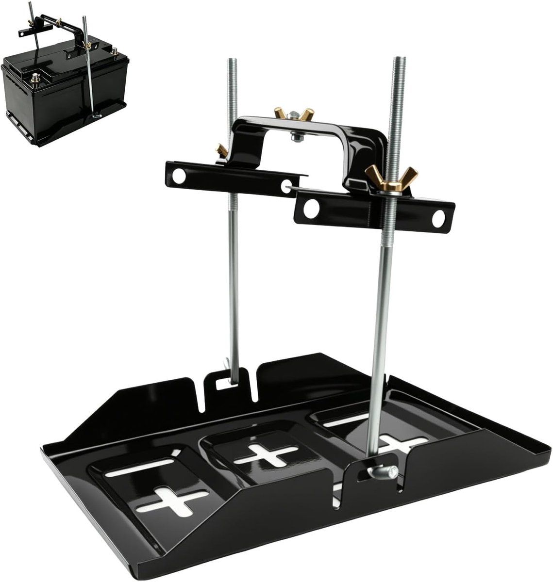 Accuhouder voor de auto, universele batterijdragerset, houderstang voor de auto, accudragerset van metaal met 23 cm, roestbestendig voor auto's, boot, marine, universeel batterijhoudervak
