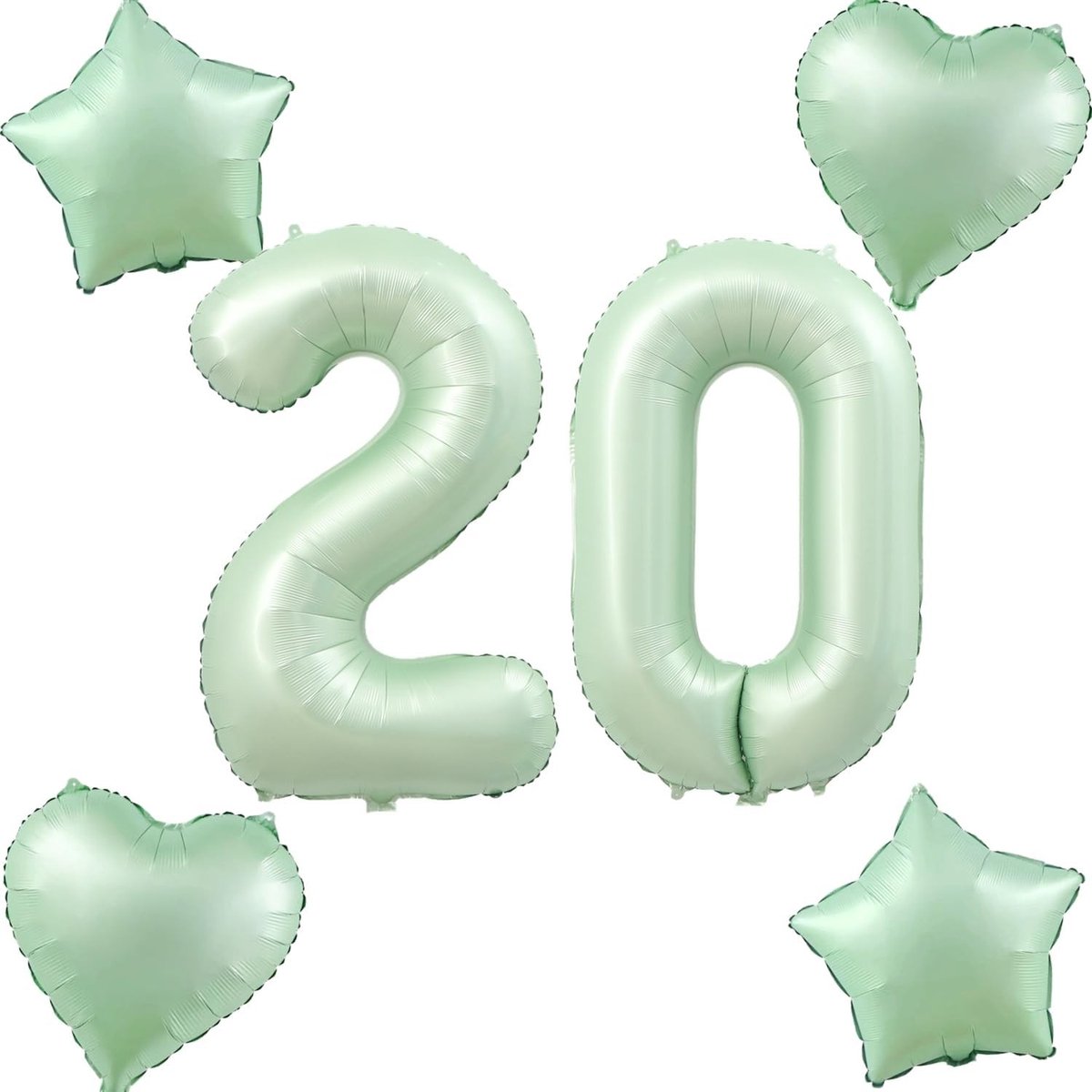 Hart folieballon - Olijfgroen - 20 EU - Folieballon met Hart en Ster - Verjaardagsdecoratie