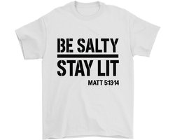 Christelijke Shirt – BE SALTY STAY LIT – Geloof Outfit – Unisex T-Shirt voor Dames & Heren – Origineel Cadeau