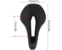 Zwarte PU fietszadel, hol zitvlak voor racefiets en mountainbike, comfortabel en zacht kussen voor optimale fietservaring