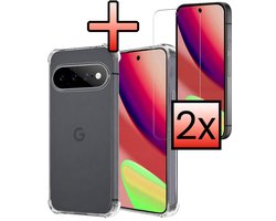 Hoesje - Met Screenprotector - 2 Stuks - Geschikt voor Google Pixel 11 Pro XL - Sterk & Shockproof - Siliconen Case - Back Cover - Telefoon Hoes - Shock Proof - Transparant