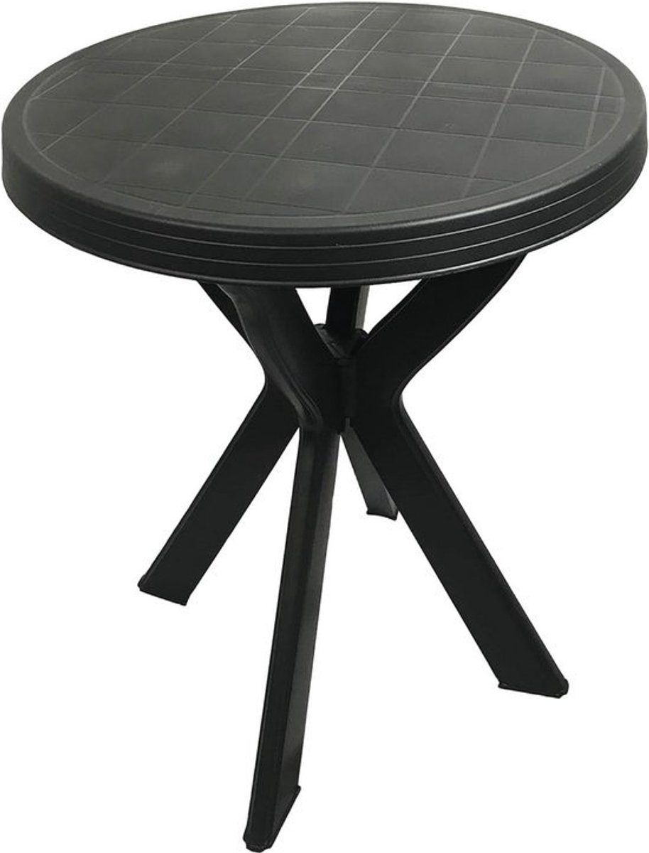 Ronde kunststof tuintafel Ø70 cm - antraciet - bistrotafel voor binnen en buiten