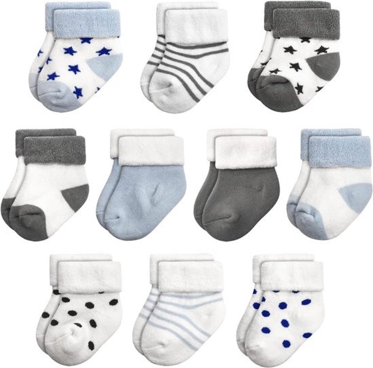 10 Paar Warme Katoenen Babysokken - Dikke Wintersokken voor Jongens & Meisjes (0-6 Maanden t/m 1-3 Jaar)