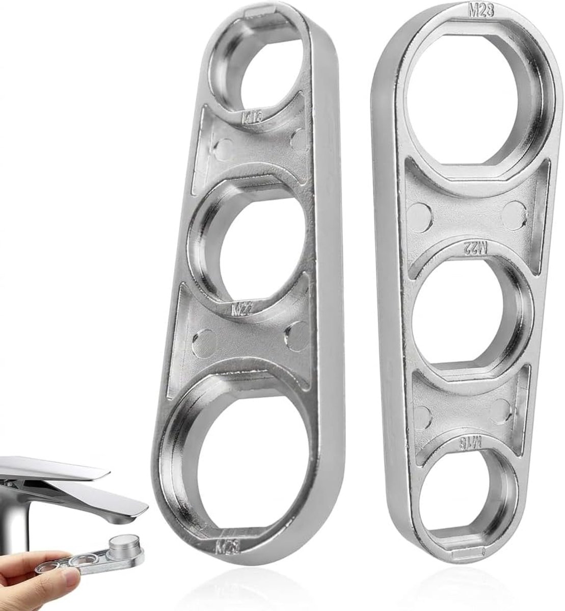 2 stuks 6-in-1 mengmondstukkenset, voor M16/M18/M20/M22/M24/M28, antislip gereedschap voor het vervangen van de kraan zeef in badkamer en keuken