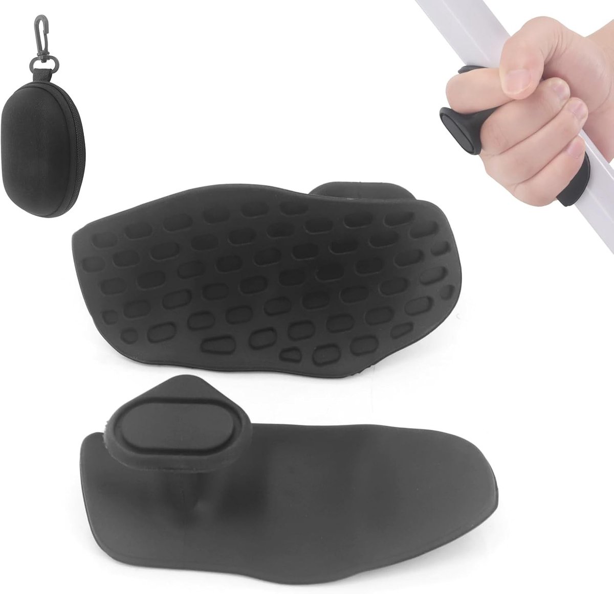 Duurzame antislip handgrepen voor gewichtheffen - Rubberen training handvaten voor mannen en vrouwen, palmbeschermers voor deadlift en dumbbell training, zwart