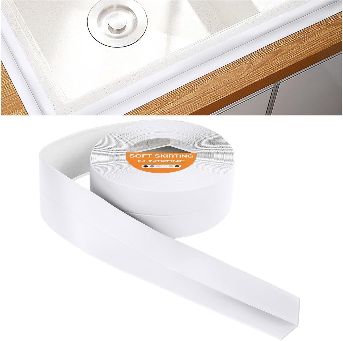 Hoekprofiel aluminium - Wit - 38 x 38 mm - Zelfklevende PVC plint van 4,5 meter - Voor keuken en badkamer