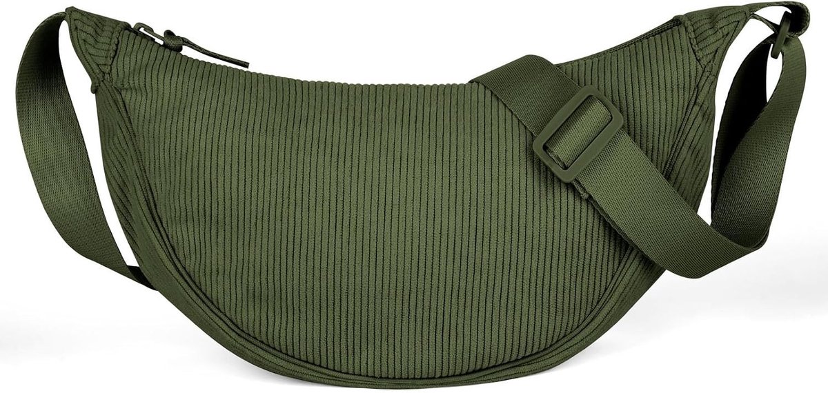 Hobo tas dames - Legergroen - Halvemaanvormig - Nylon Crossbodytas met Verstelbare Riem - Casual Schoudertas voor Dagelijks Gebruik