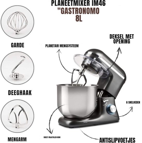 Kavo Deegmachine - Mixer met Kneedhaak - Kneedmachine - Grijs - 34cm x 25cm x 38cm van Kavo — afbeelding 2