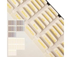 Index Tabs voor Bijbel, 150 Dubbelzijdige Bladwijzers met Gouden Folie, Waterdicht en Stevig PET Materiaal, Inclusief Uitlijn Gids voor Oude en Nieuwe Testamenten
