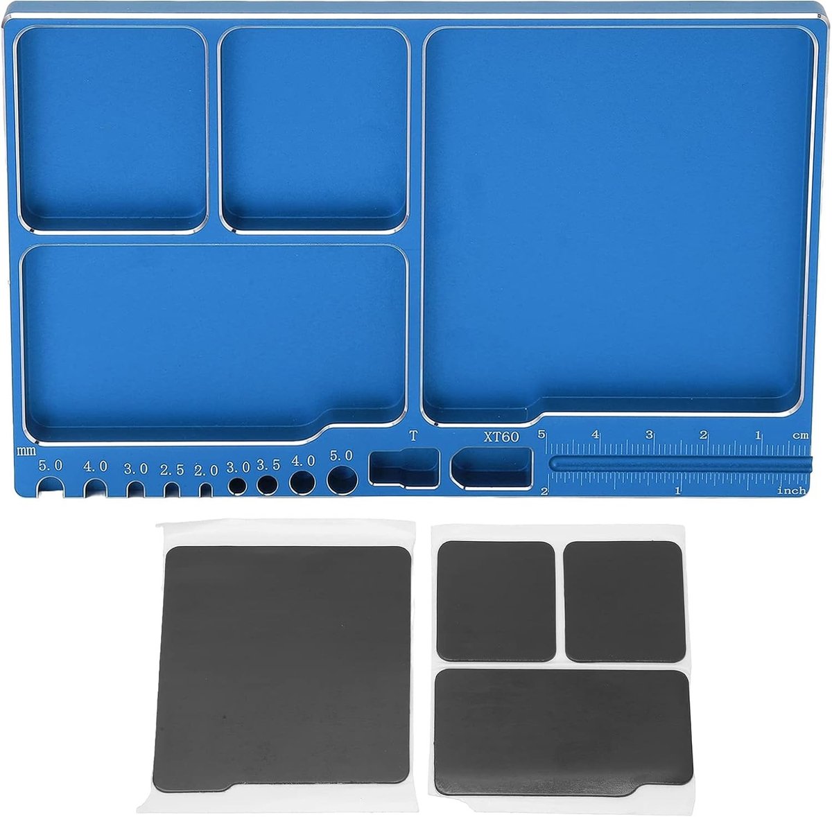 Magnetische Schroefdoos van Aluminium Legering met Magnetische Pad voor RC Reparatie en Organisatie van Onderdelen