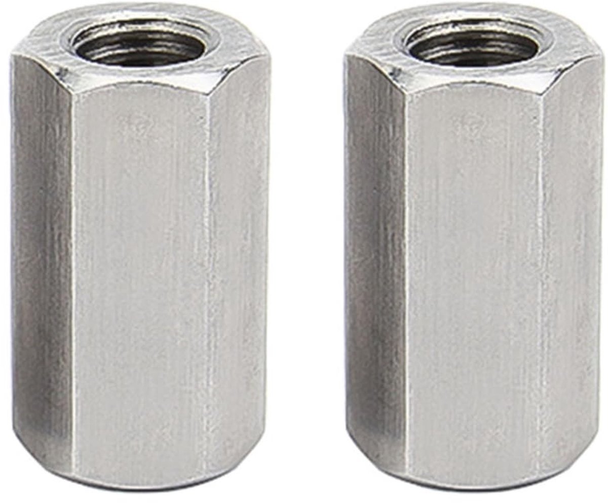 M14 x 2 Stuks 40 mm Lange Hex Rod Koppelnuts van RVS 304 voor Industrieel Gebruik en Bouwprojecten - Verbindingsstukken voor Werkplaatsen