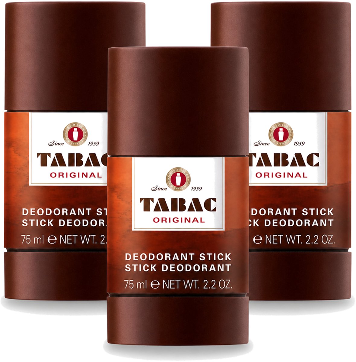 3 x Tabac Original - Deodorant Stick - Langdurige frisheid - 75 ml - Bulkverpakking - 3 stuks