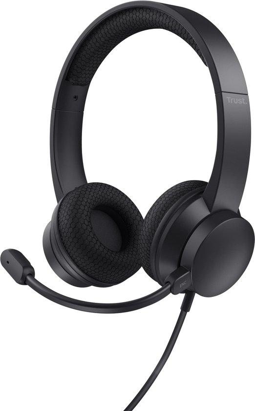 Trust Ayda USB ENC Headset - PC Headset - Noise Cancelling Microfoon - Bedraad via USB - Verstelbare Hoofdband - Zwart